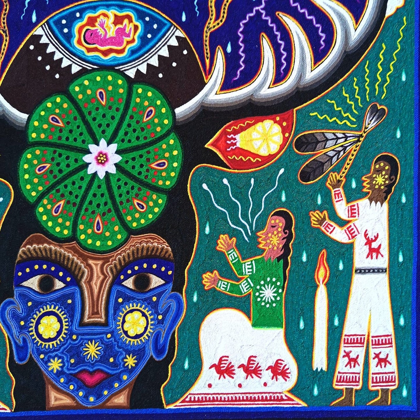 Huichol Indian Yarn Painting by Samuel Hernandez PP9247