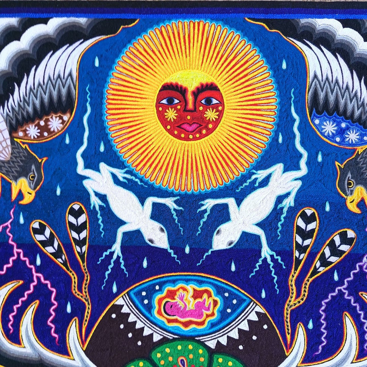 Huichol Indian Yarn Painting by Samuel Hernandez PP9247