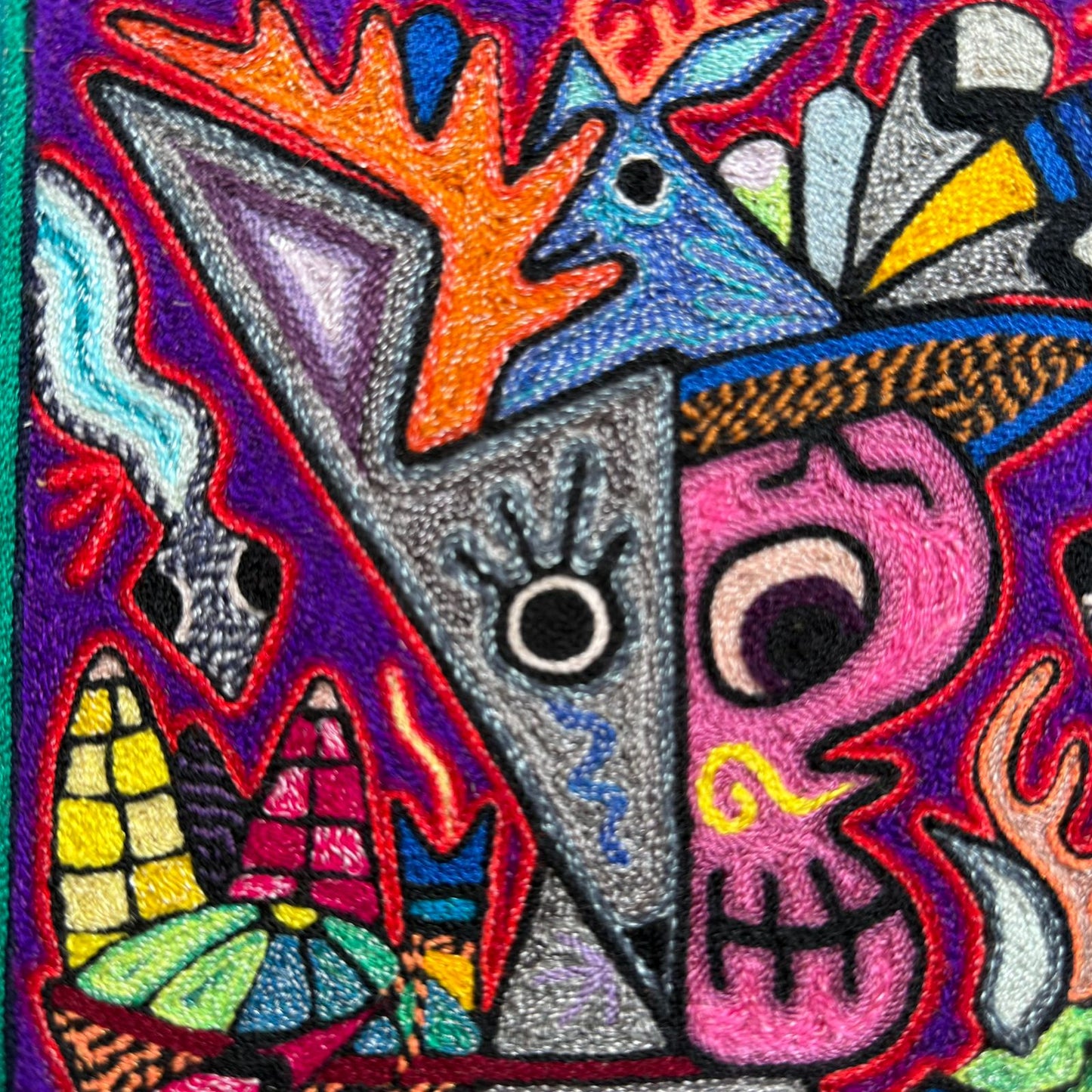 Mexican Folk Art Huichol Indian Yarn Painting by Luis Castro PP9251 Oaxaca