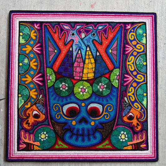 Mexican Folk Art Huichol Indian Yarn Painting by Luis Castro PP9254 Oaxaca