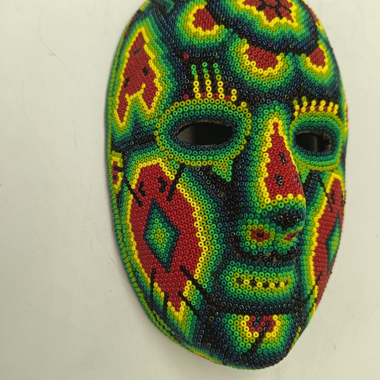 Mexican Huichol Hand Beaded Mask By Honorio Villa Lopez PP9271