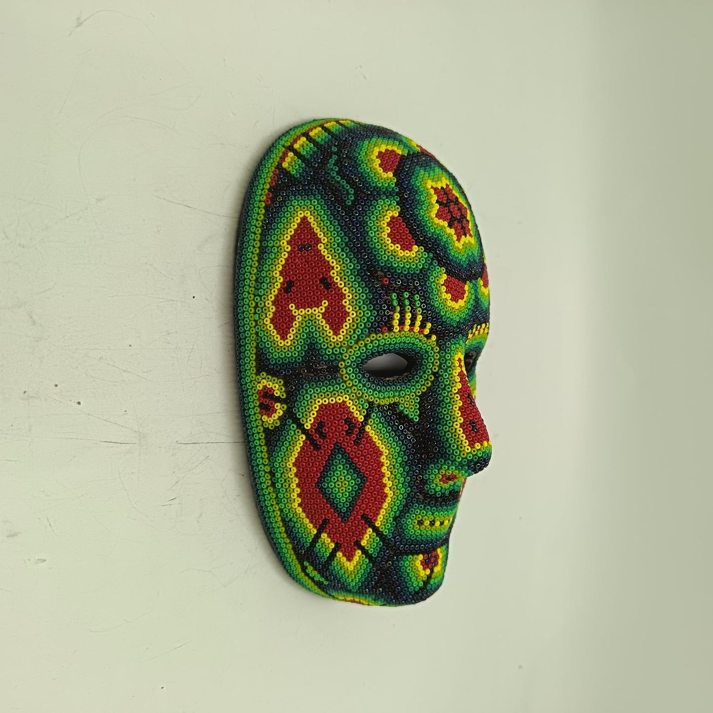 Mexican Huichol Hand Beaded Mask By Honorio Villa Lopez PP9271