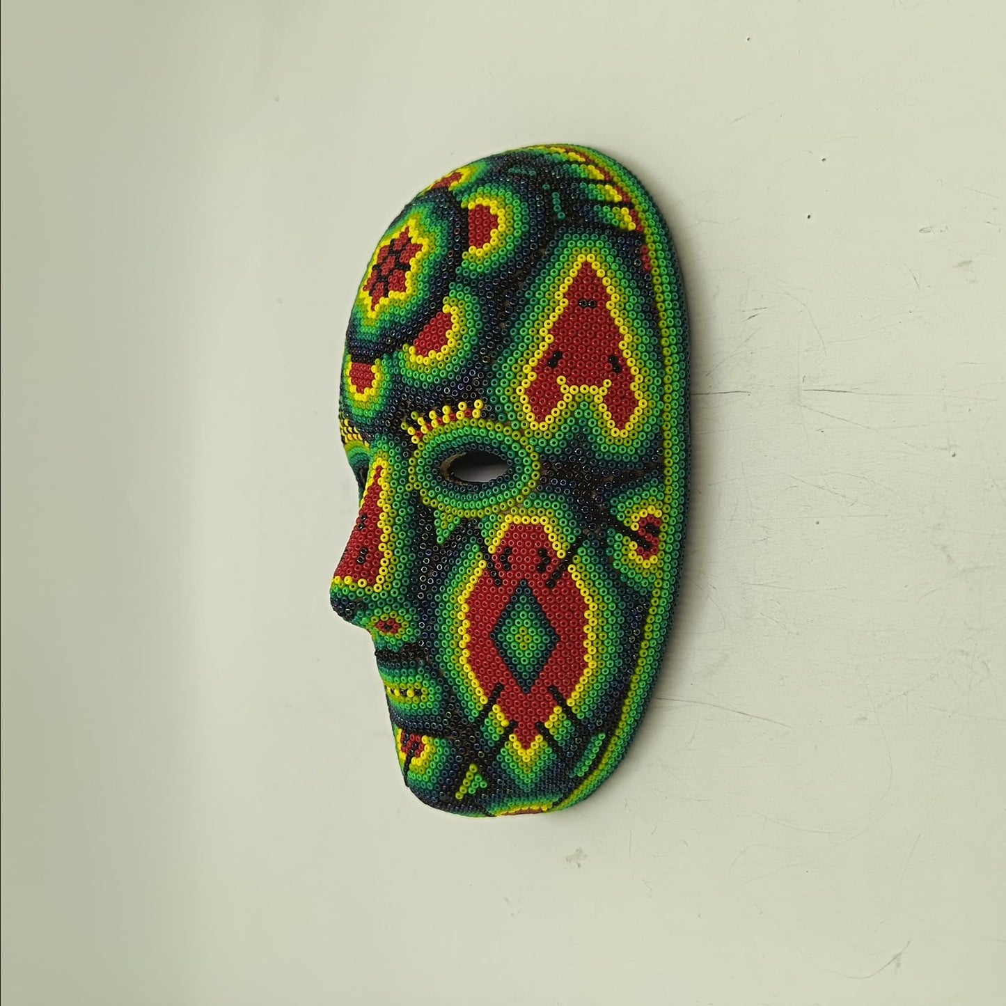 Mexican Huichol Hand Beaded Mask By Honorio Villa Lopez PP9271