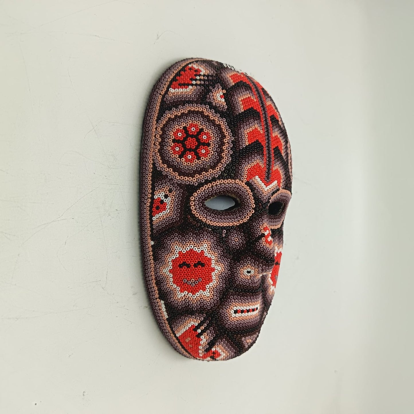 Mexican Huichol Hand Beaded Mask By Honorio Villa Lopez PP9272