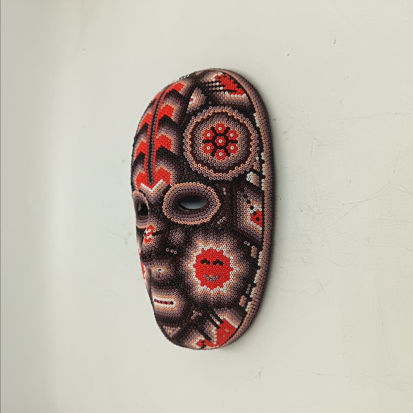 Mexican Huichol Hand Beaded Mask By Honorio Villa Lopez PP9272