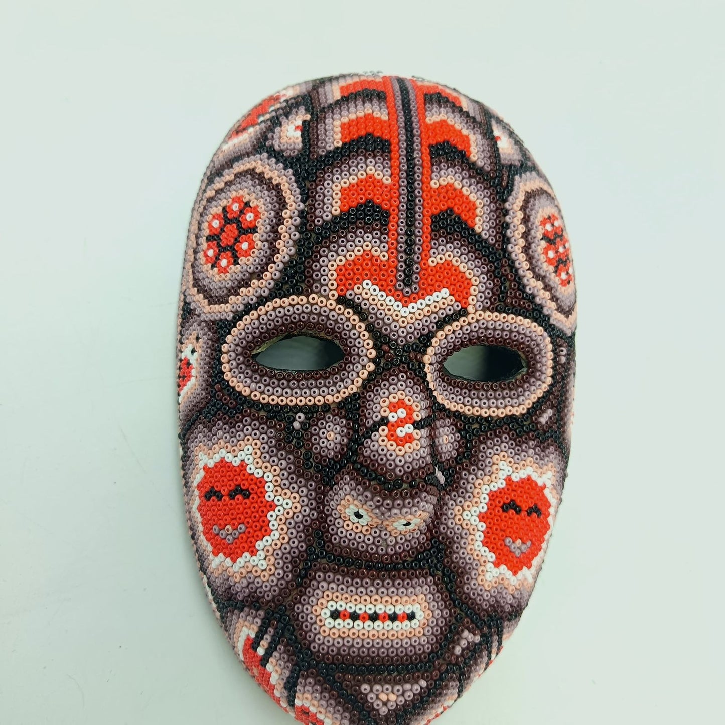 Mexican Huichol Hand Beaded Mask By Honorio Villa Lopez PP9272
