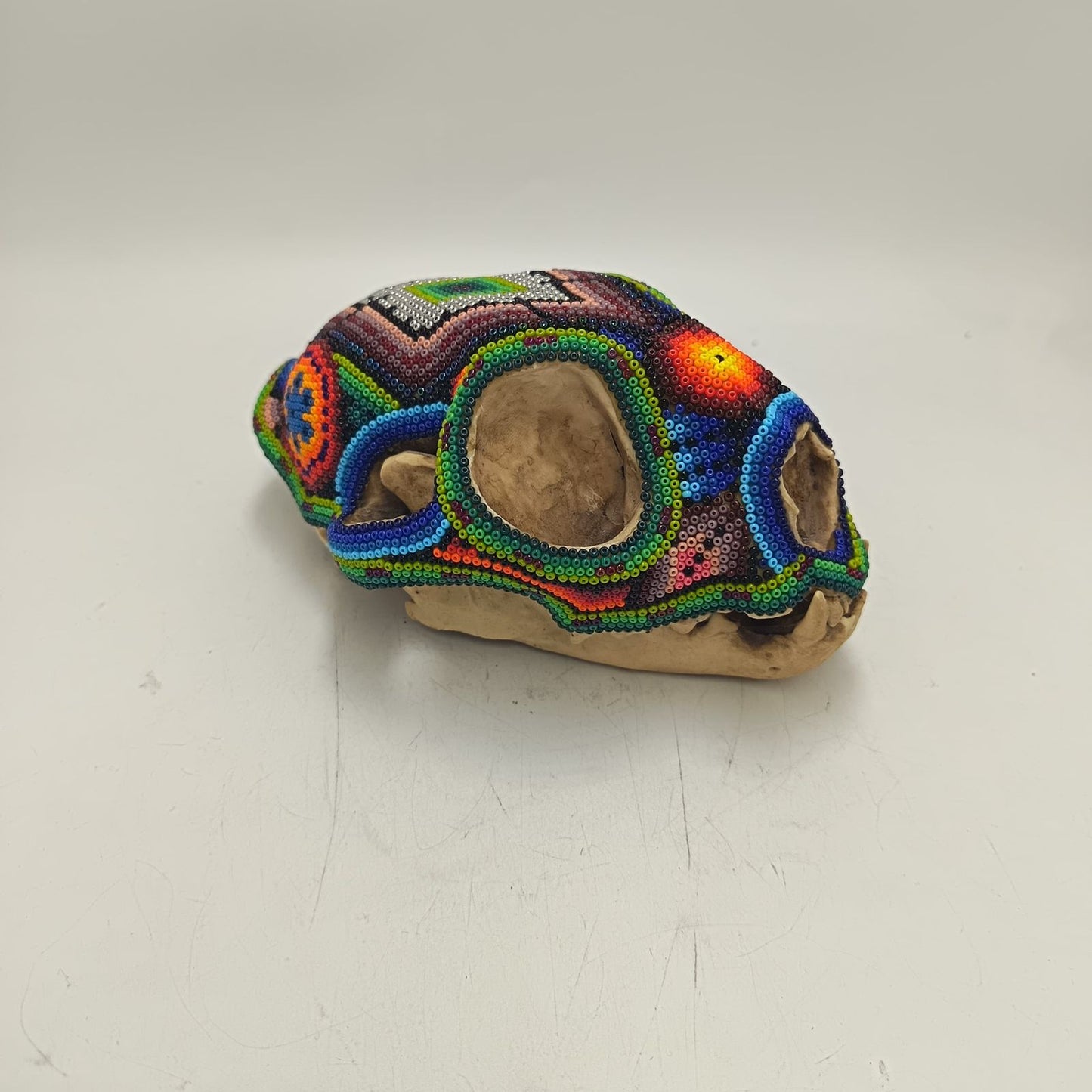 Mexican Huichol Hand Beaded Wildcat By Honorio Villa Lopez PP9374