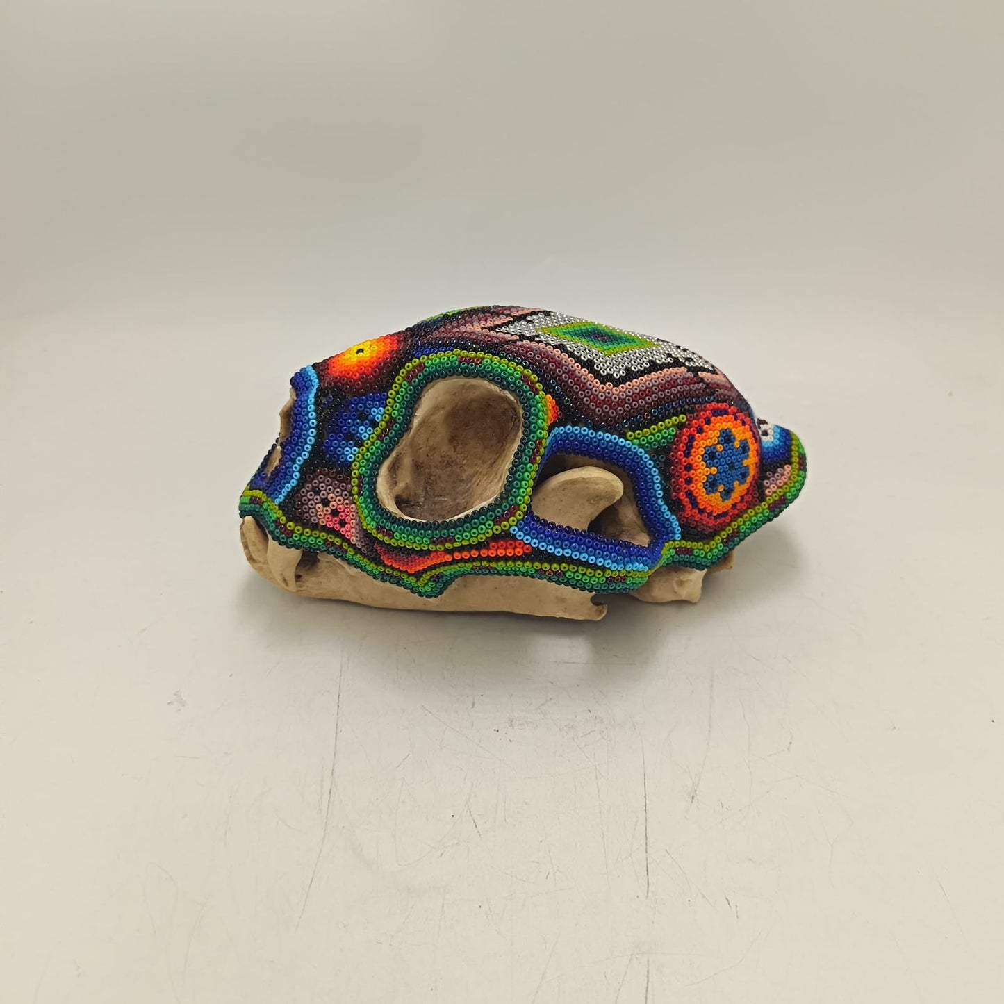 Mexican Huichol Hand Beaded Wildcat By Honorio Villa Lopez PP9374