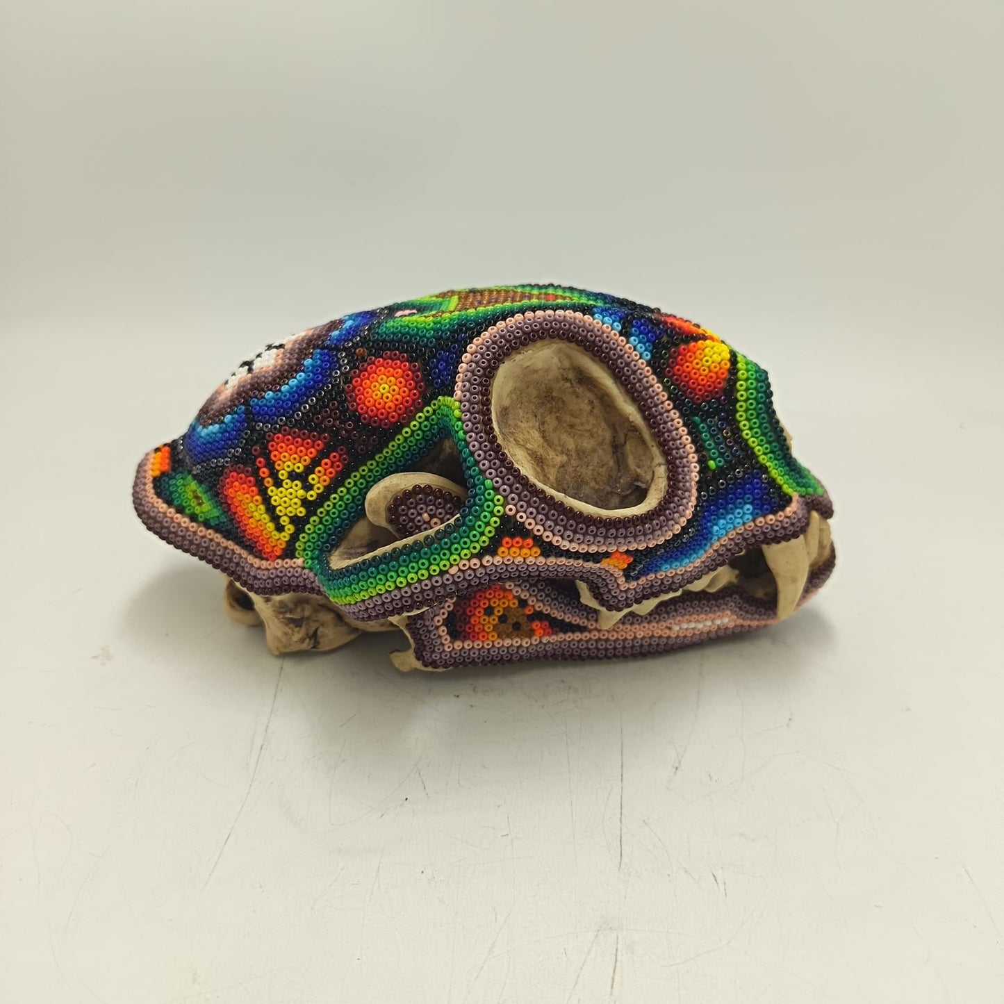 Mexican Huichol Hand Beaded Wildcat By Honorio Villa Lopez PP9275 Oaxaca