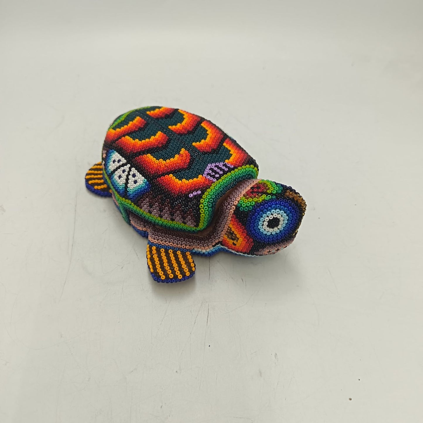 Mexican Huichol Hand Beaded Turtle Jeweler By Honorio Villa Lopez PP9279
