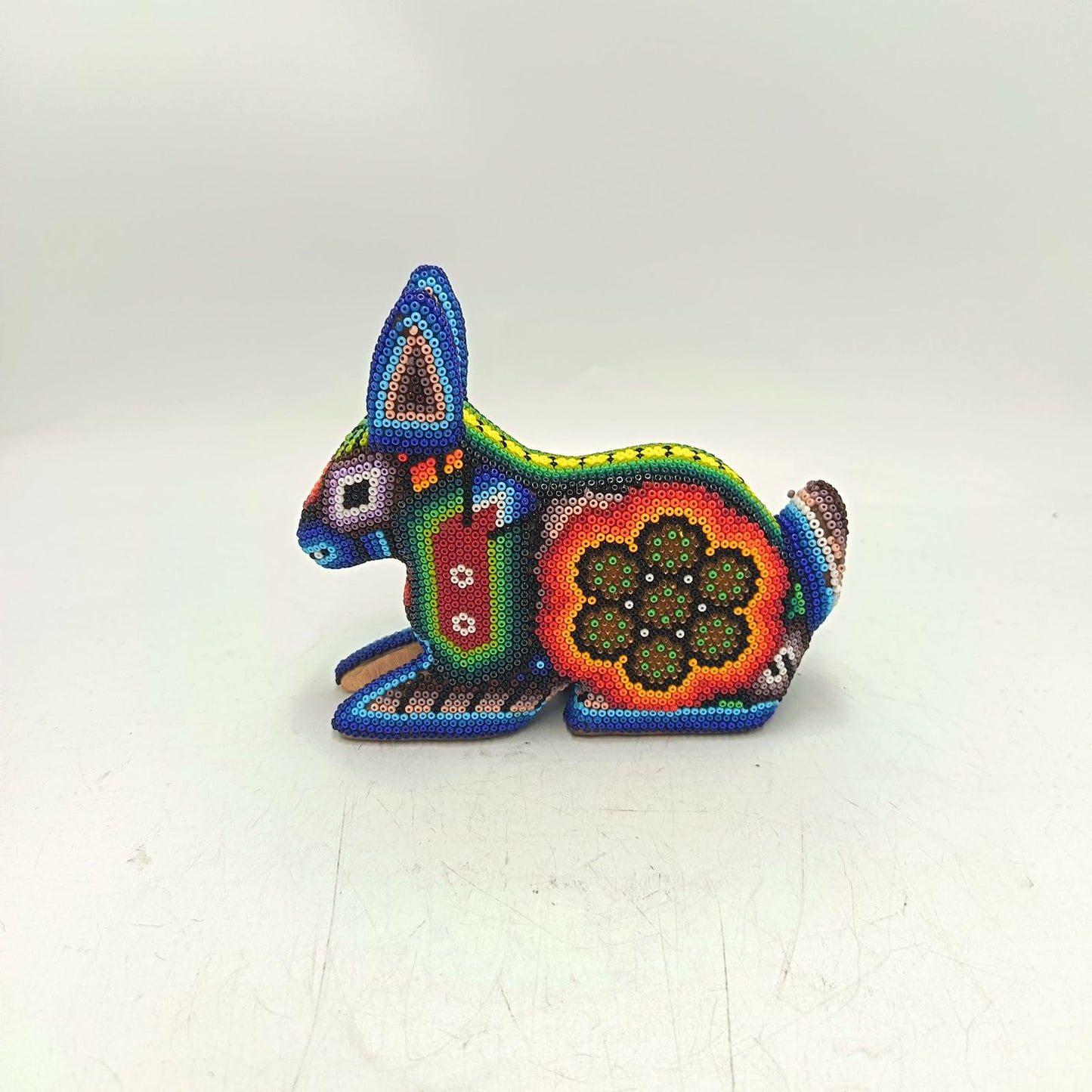 Mexican Folk Art Huichol Beaded Rabbit By Honorio Villa Lopez PP9281