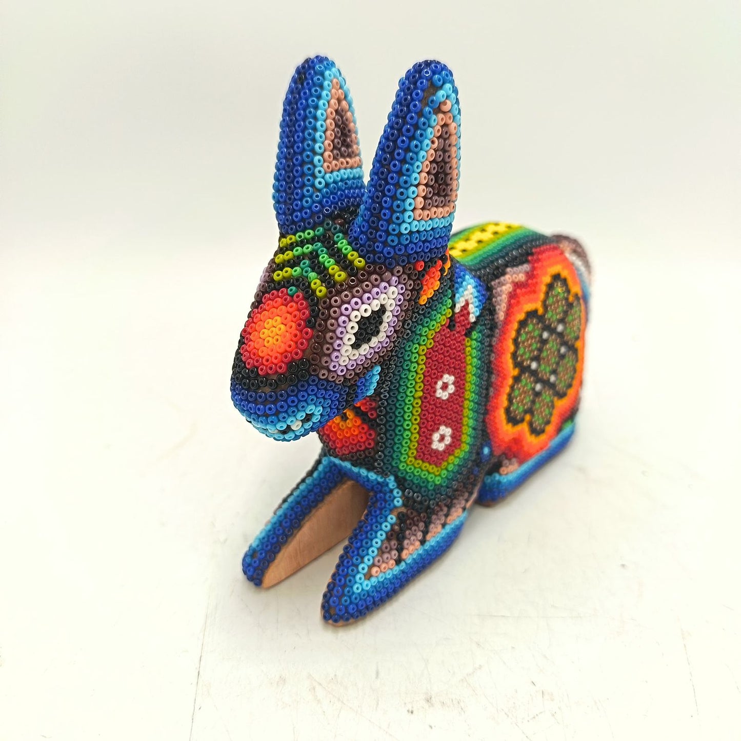 Mexican Folk Art Huichol Beaded Rabbit By Honorio Villa Lopez PP9281