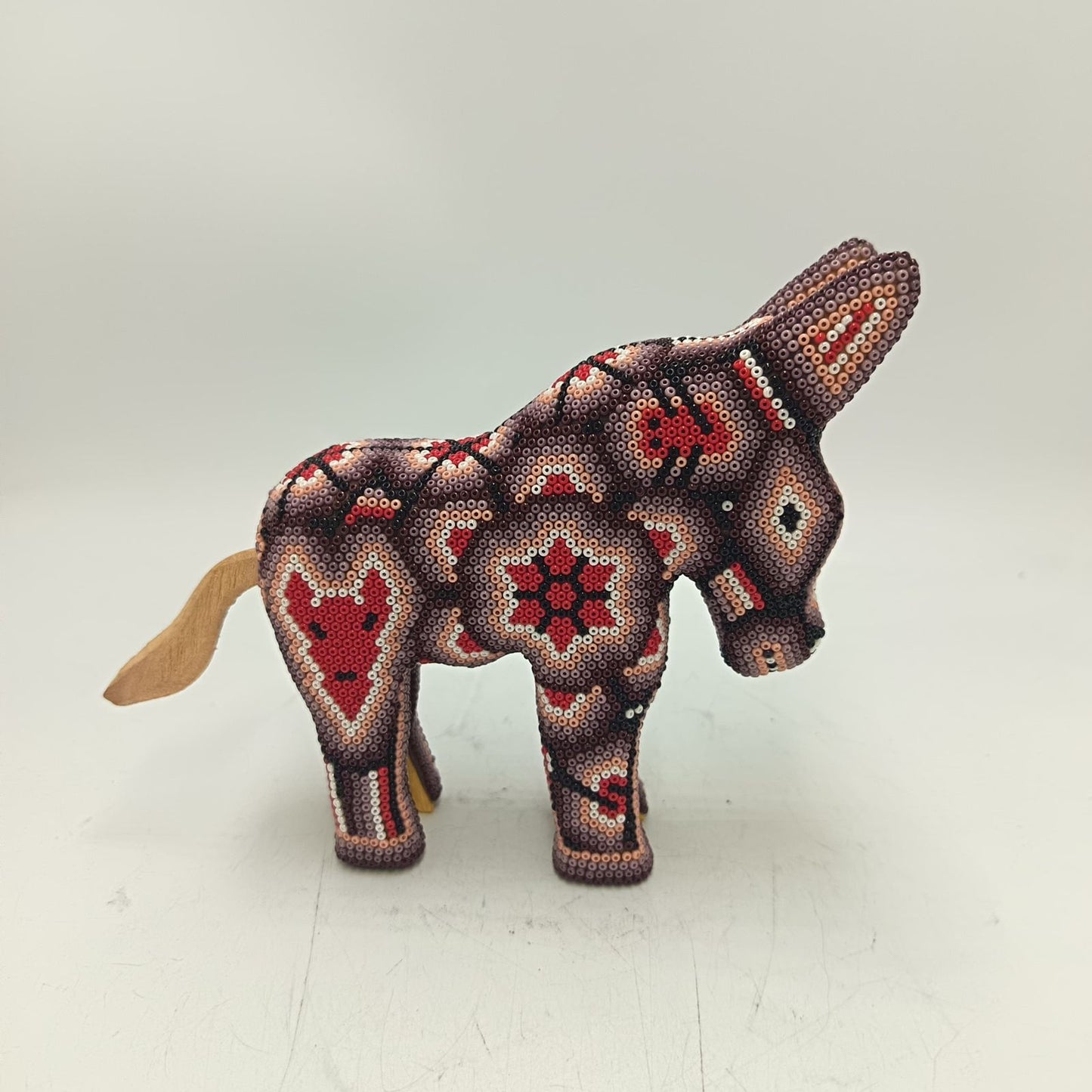 Mexican Folk Art Huichol Beaded Donkey By Honorio Villa Lopez PP9283