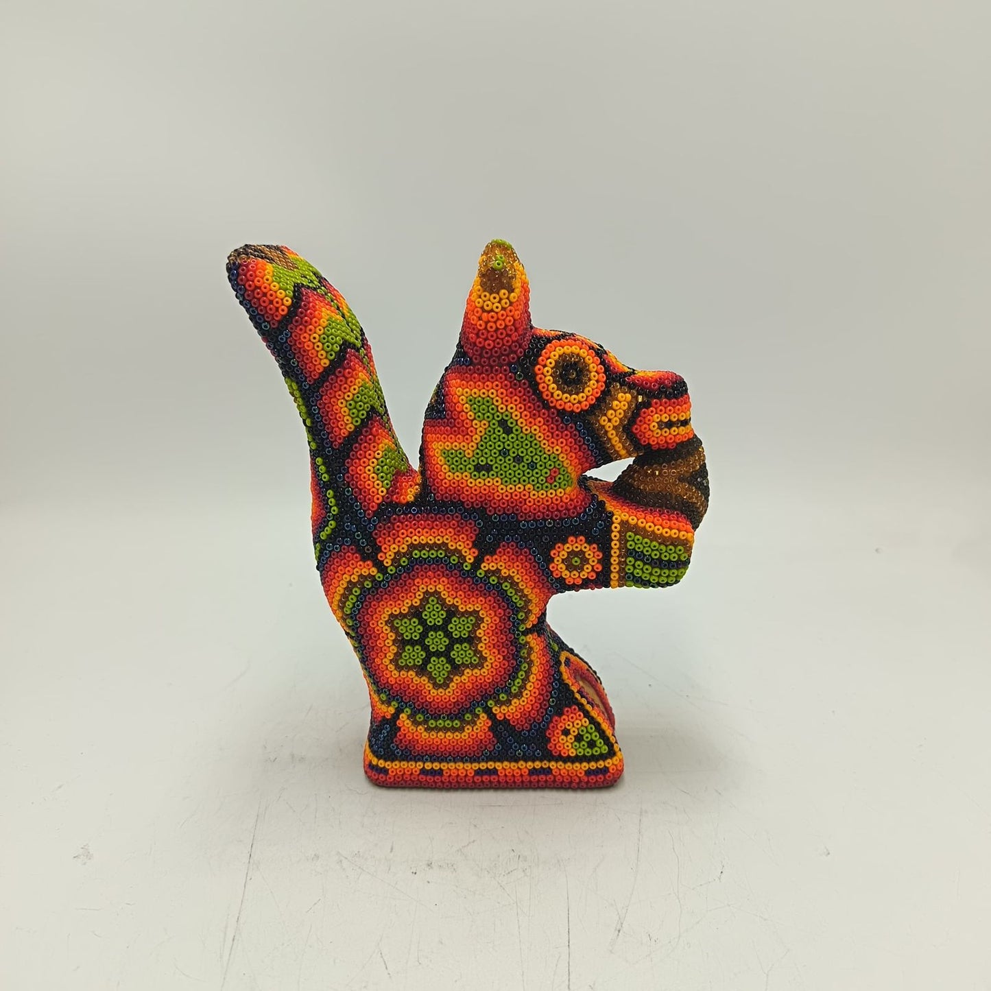 Mexican Folk Art Huichol Beaded Squirrel By Honorio Villa Lopez PP9284