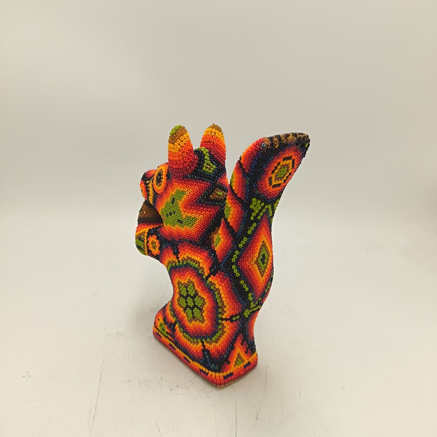 Mexican Folk Art Huichol Beaded Squirrel By Honorio Villa Lopez PP9284