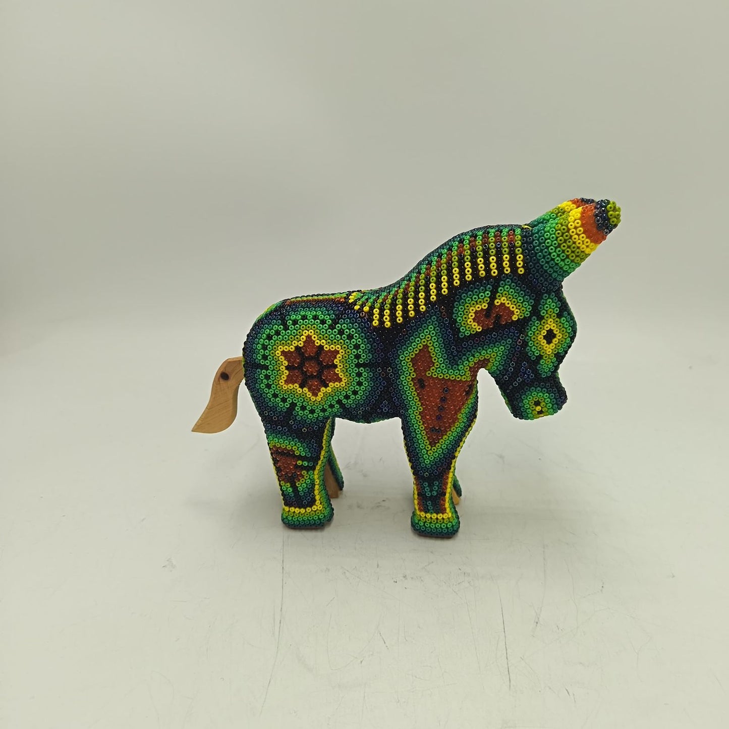 Mexican Folk Art Huichol Beaded Donkey By Honorio Villa Lopez PP9285