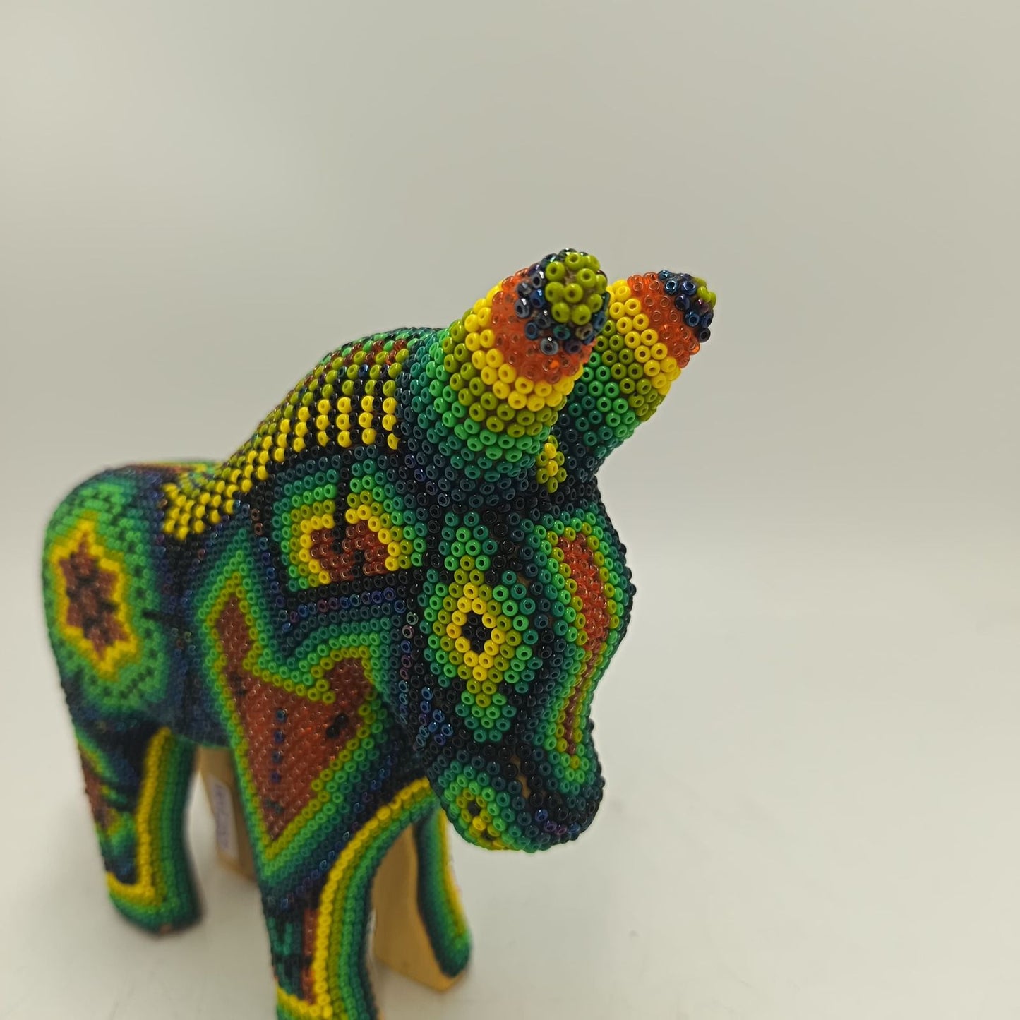 Mexican Folk Art Huichol Beaded Donkey By Honorio Villa Lopez PP9285