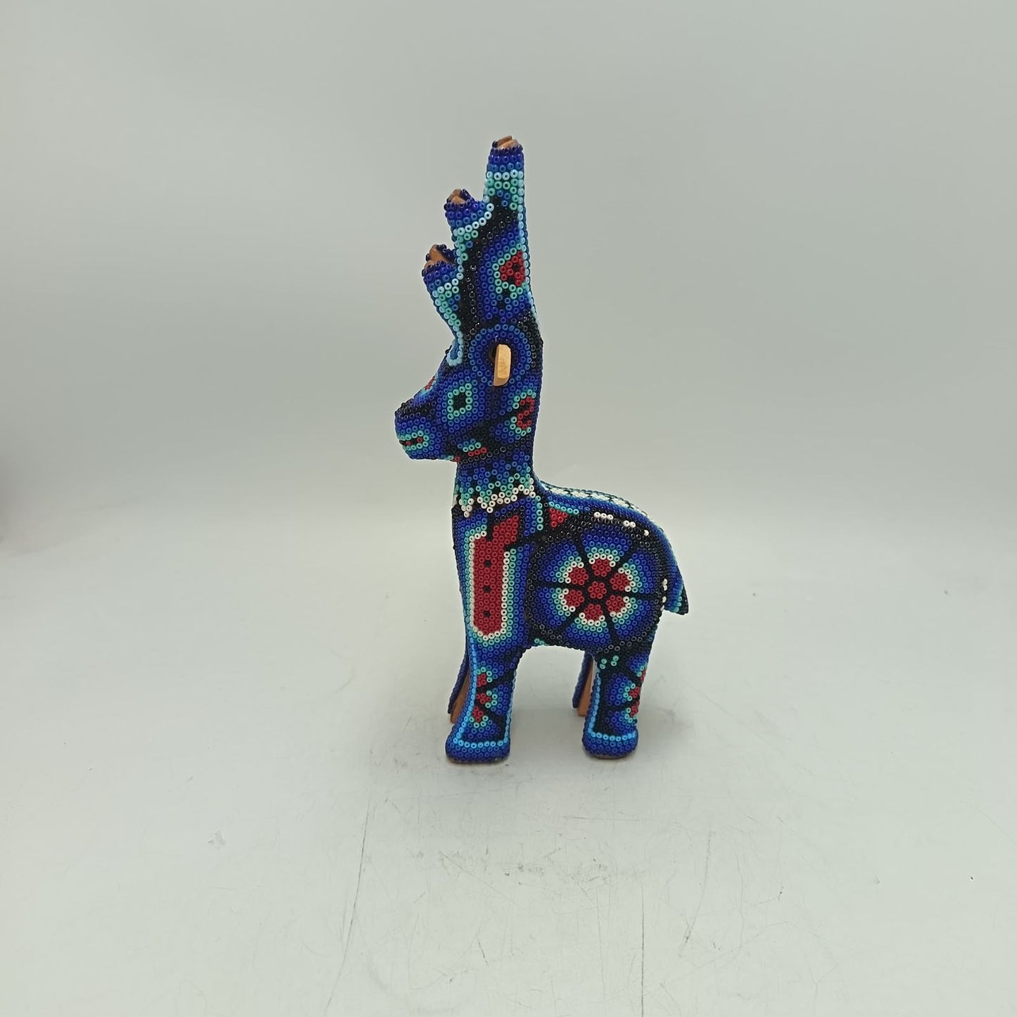 Mexican Folk Art Huichol Beaded Deer By Honorio Villa Lopez PP9286