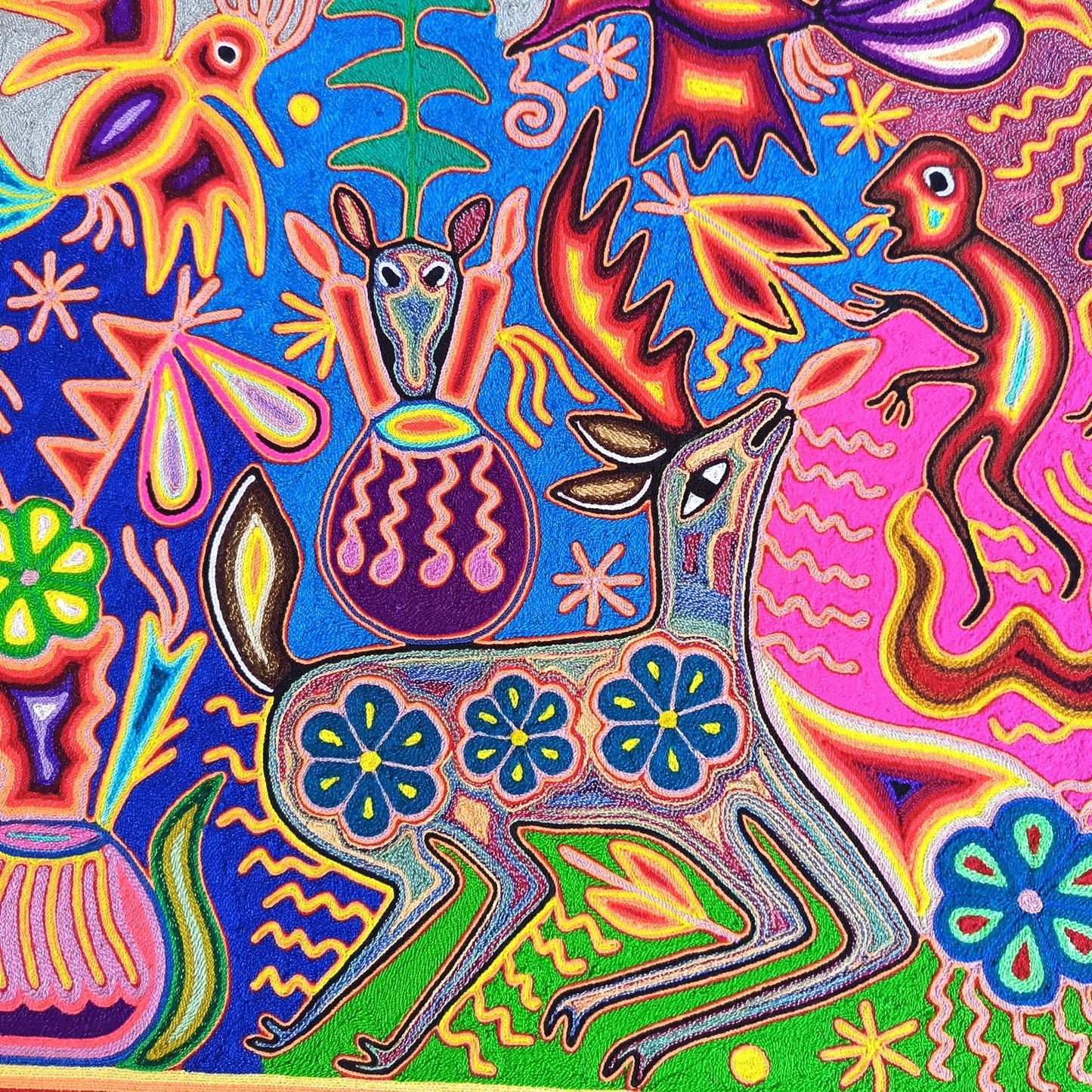 Huichol Yarn Painting Mexican Folk Art By Hilaria Chavez Carrillo PP9290