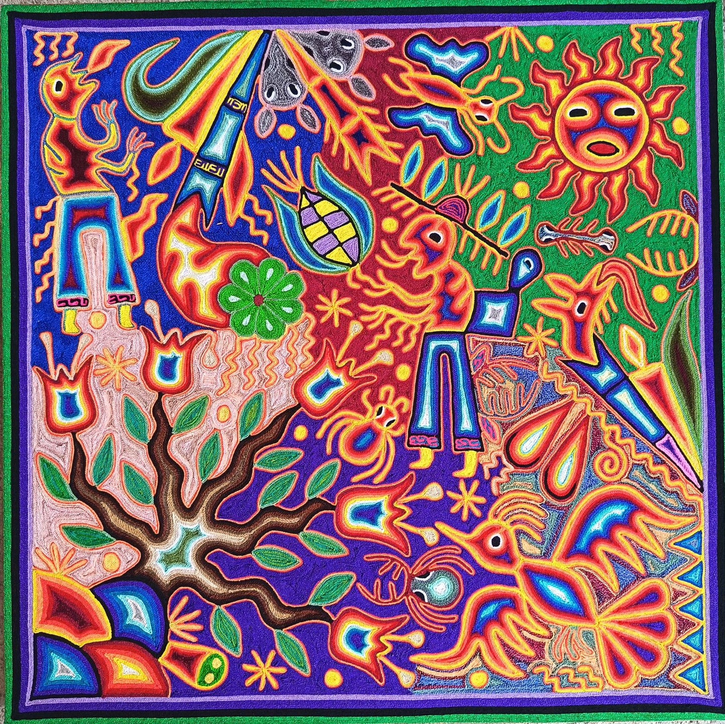 Huichol Yarn Painting Mexican Folk Art By Hilaria Chavez Carrillo PP9291