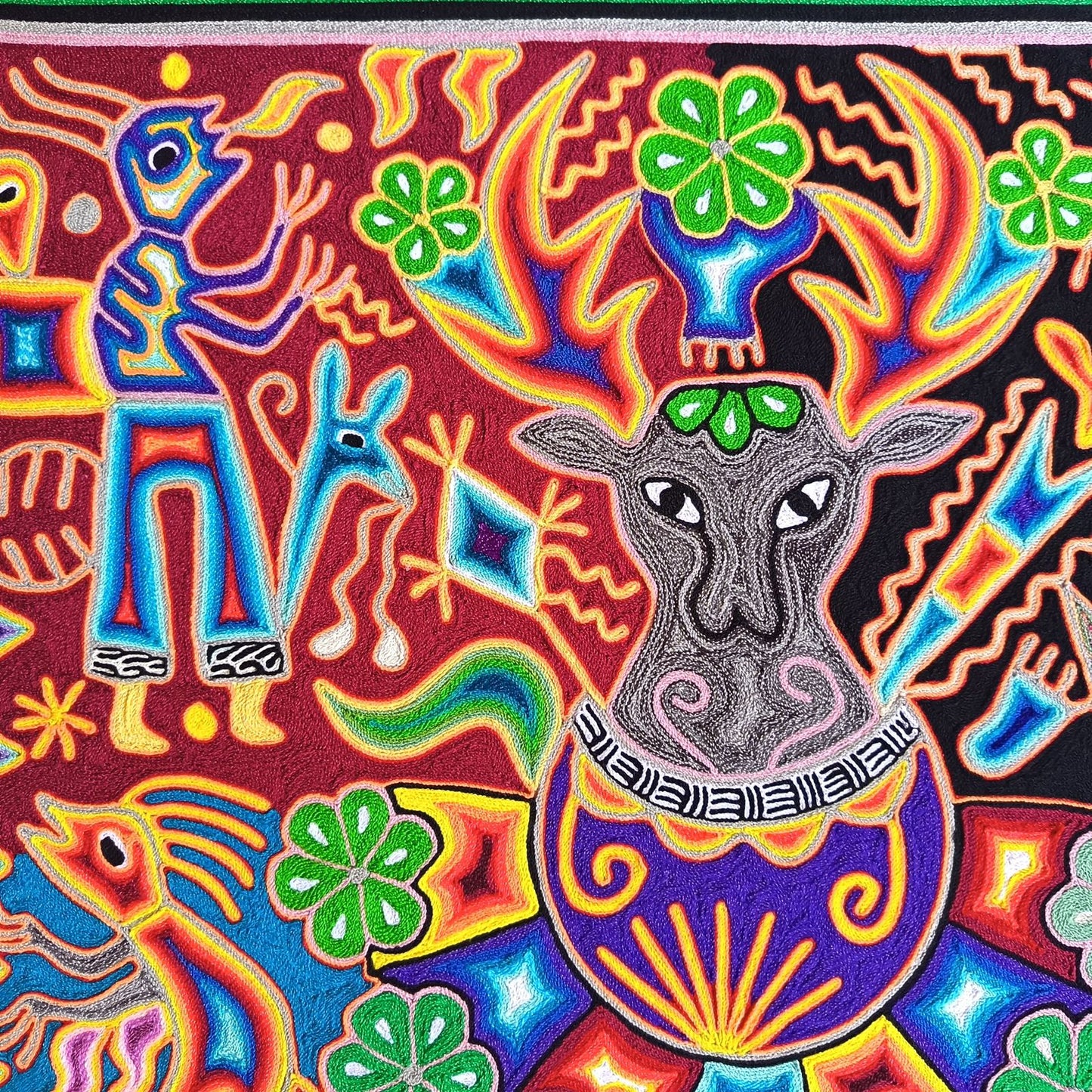 Huichol Yarn Painting Mexican Folk Art By Hilaria Chavez Carrillo PP9292