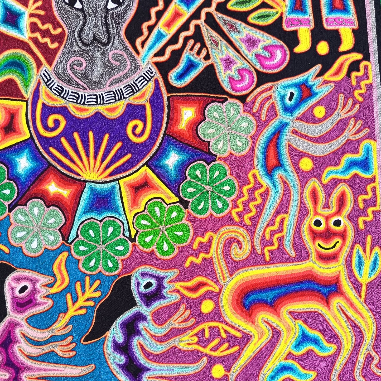 Huichol Yarn Painting Mexican Folk Art By Hilaria Chavez Carrillo PP9292