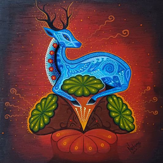 Huichol Mexican Folk Art Yarn Painting by Neikame PP9294