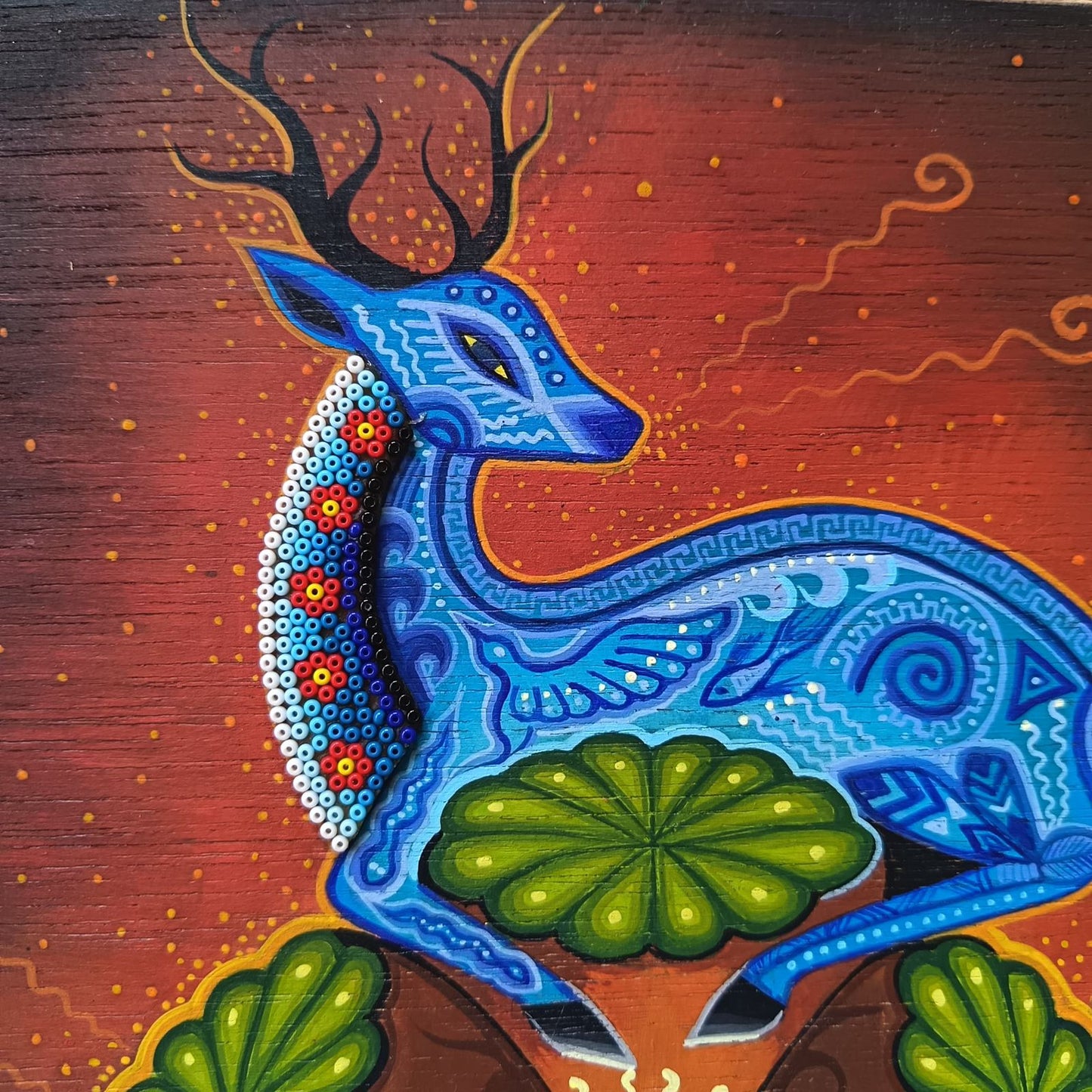 Huichol Mexican Folk Art Yarn Painting by Neikame PP9294