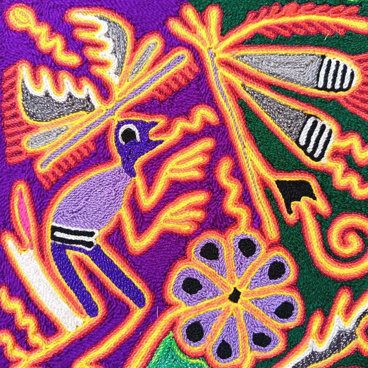 Mexican Folk Art Huichol Yarn Painting by Cooperativa Zitacua PP9309 Oaxaca