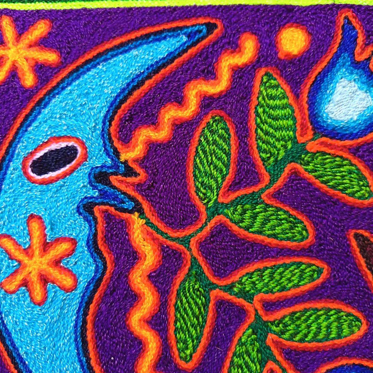 Mexican Folk Art Huichol Yarn Painting by Cooperativa Zitacua PP9310 Oaxaca