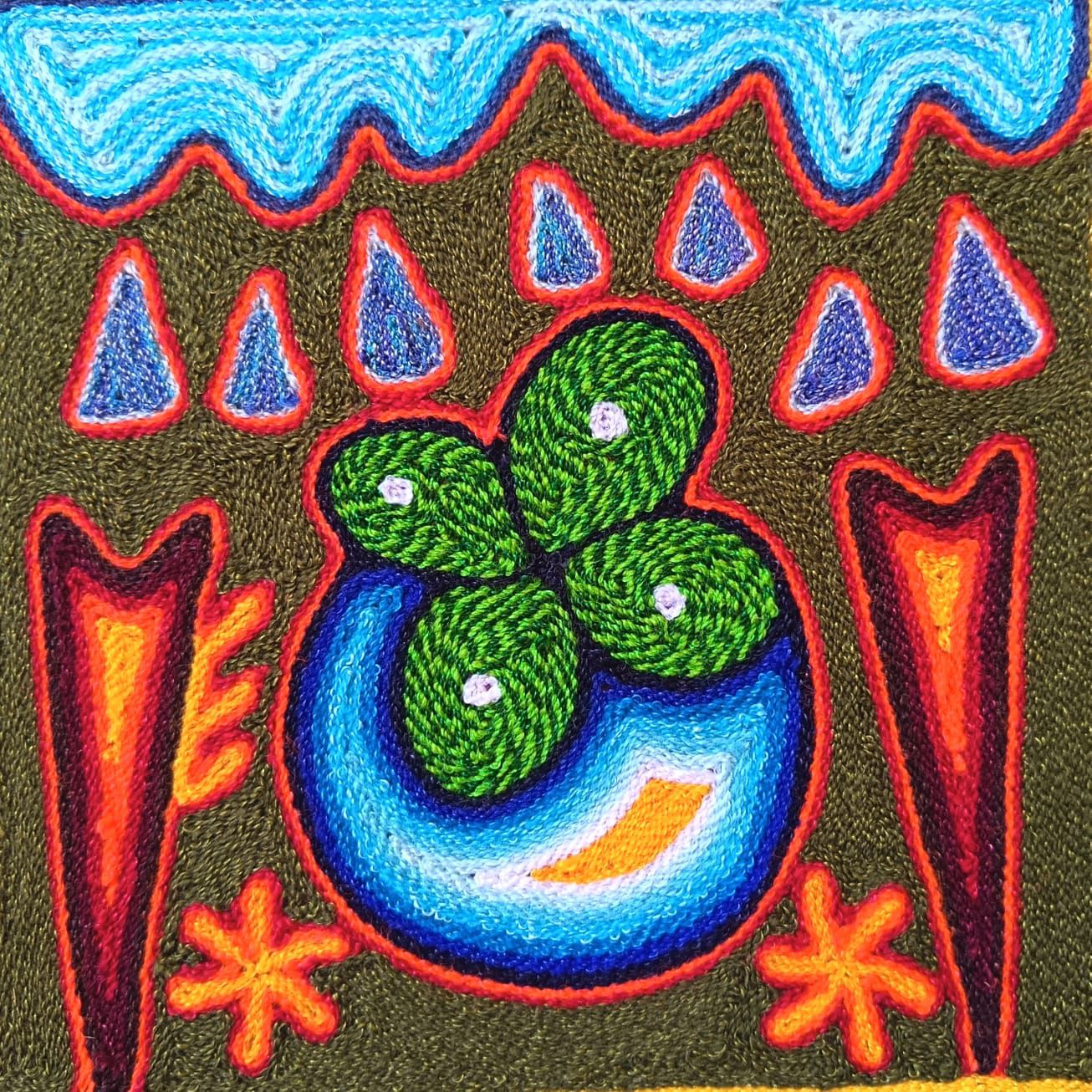 Mexican Folk Art Huichol Yarn Painting by Cooperativa Zitacua PP9312 Oaxaca