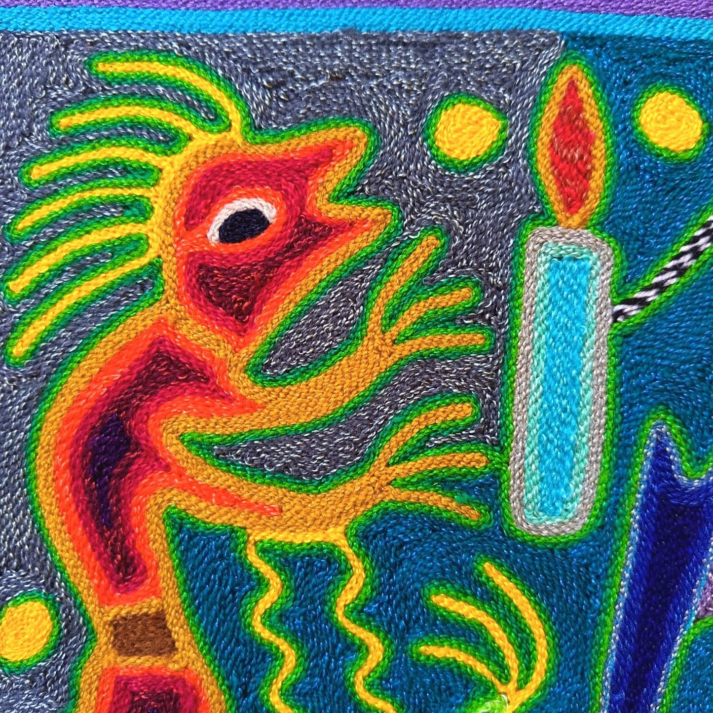 Mexican Folk Art Huichol Yarn Painting by Cooperativa Zitacua PP9313