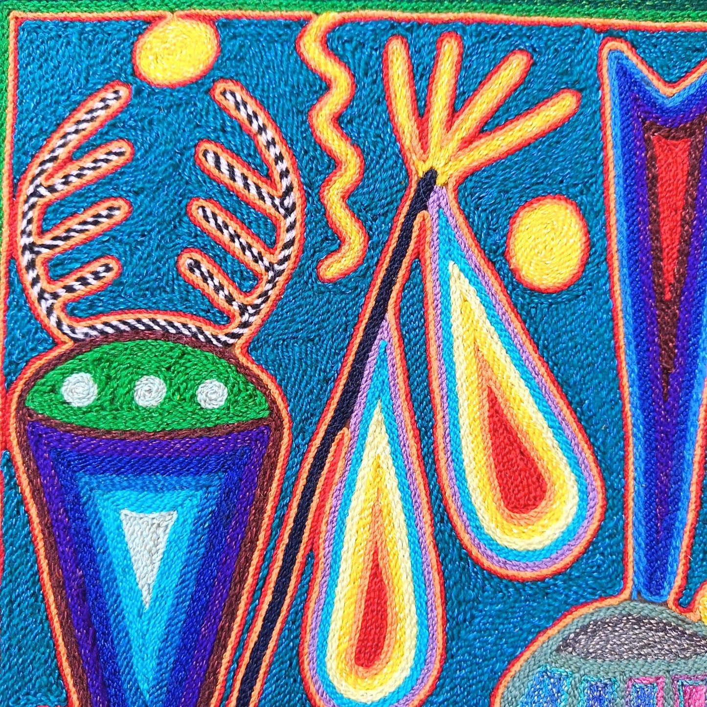 Mexican Folk Art Huichol Yarn Painting by Cooperativa Zitacua PP9316