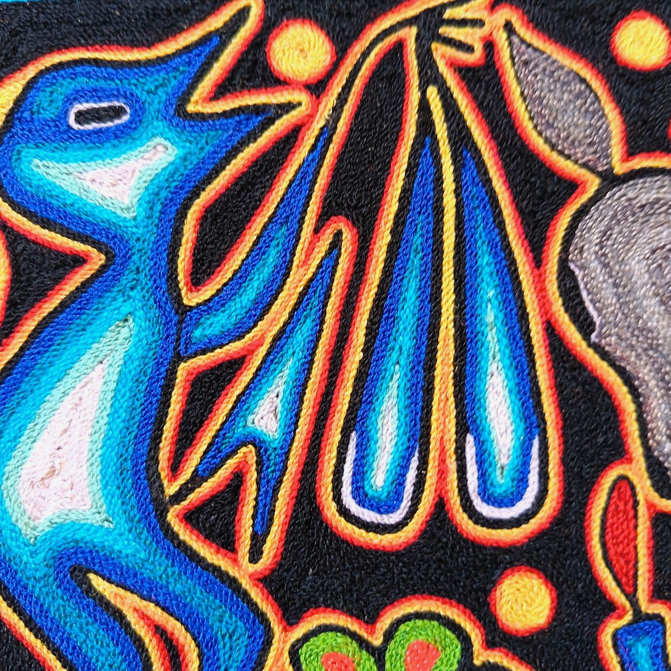 Mexican Folk Art Huichol Yarn Painting by Cooperativa Zitacua PP9317