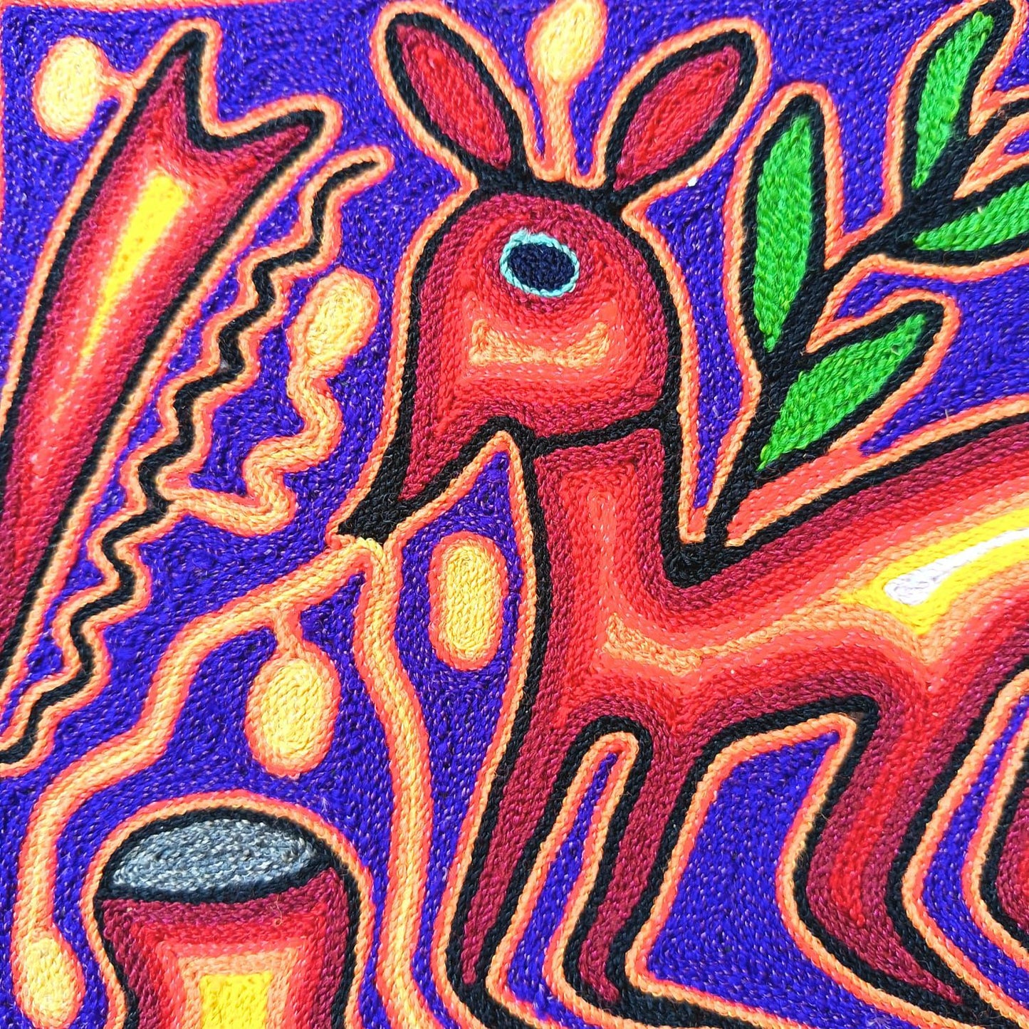 Mexican Folk Art Huichol Yarn Painting by Cooperativa Zitacua PP9318