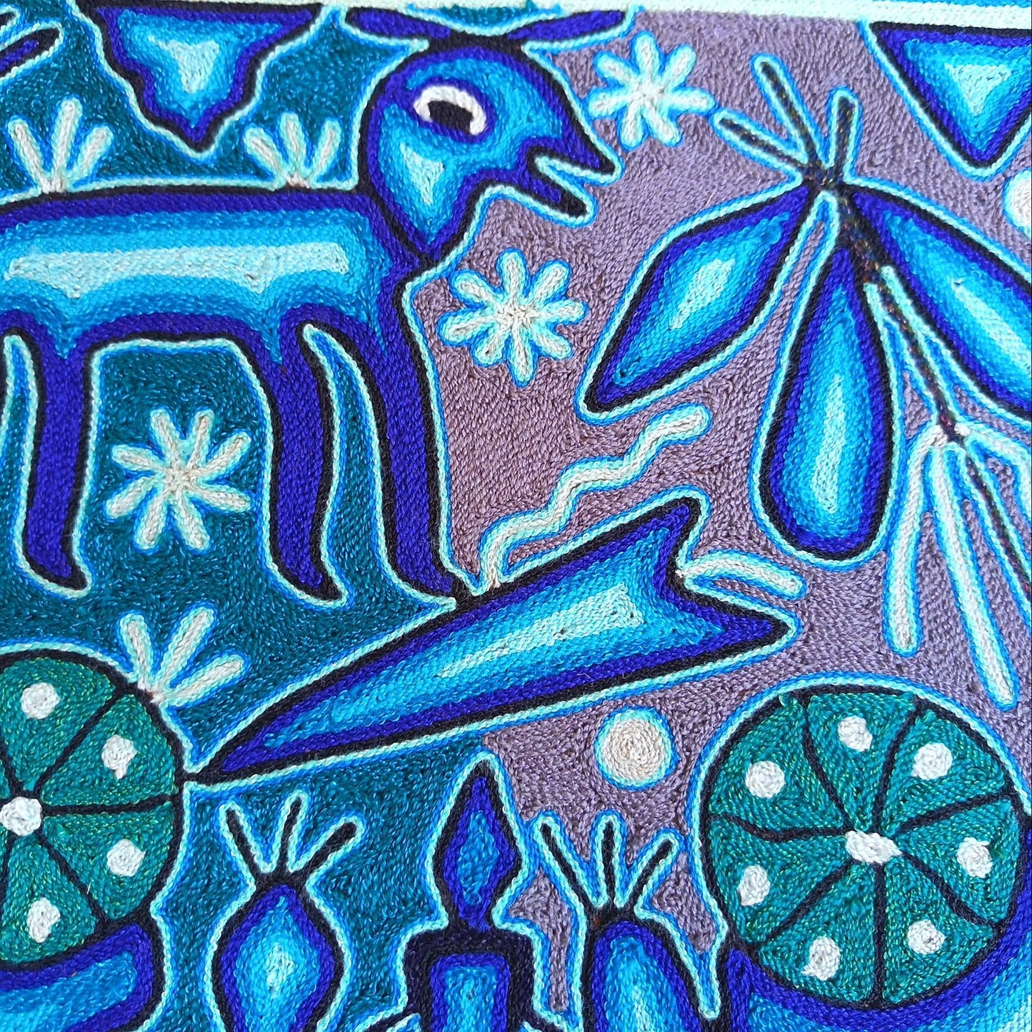 Mexican Folk Art Huichol Yarn Painting by Cooperativa Zitacua PP9296