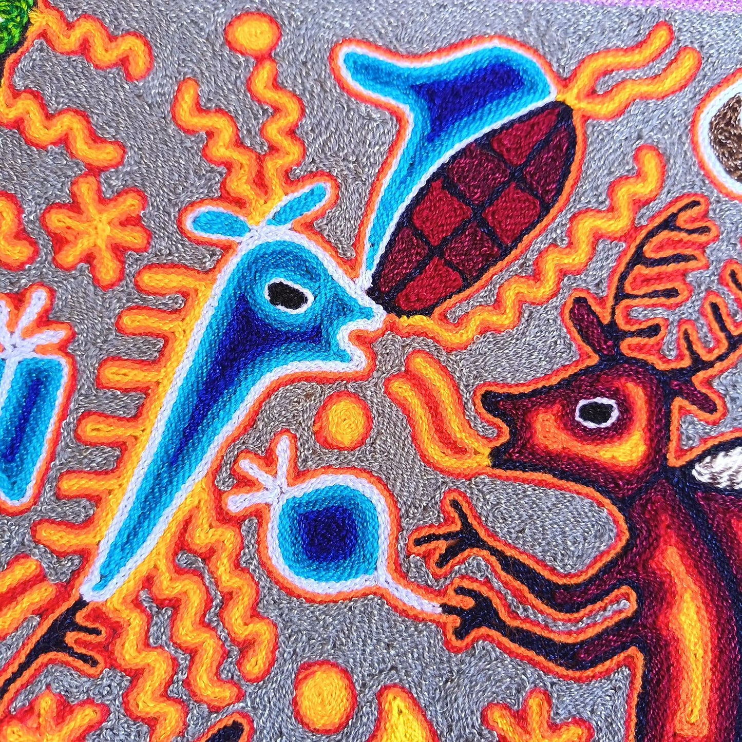 Mexican Folk Art Huichol Yarn Painting by Cooperativa Zitacua PP9298