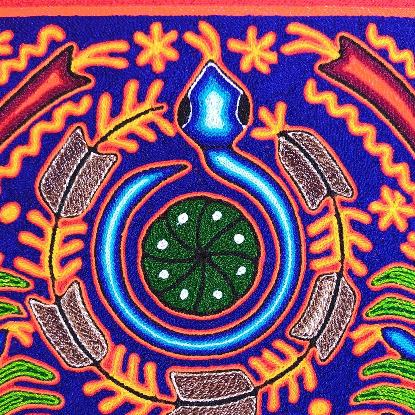 Mexican Folk Art Huichol Yarn Painting by Cooperativa Zitacua PP9304 Oaxaca