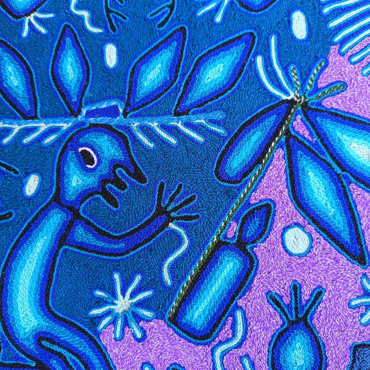 Mexican Folk Art Huichol Yarn Painting by Cooperativa Zitacua PP9306 Oaxaca