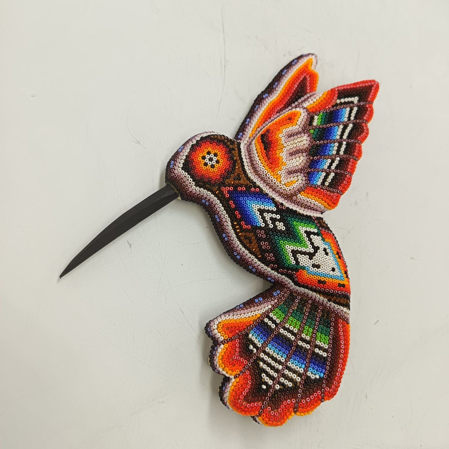 Mexican Huichol Hand Beaded Hummingbird By Santos Bautista PP9329