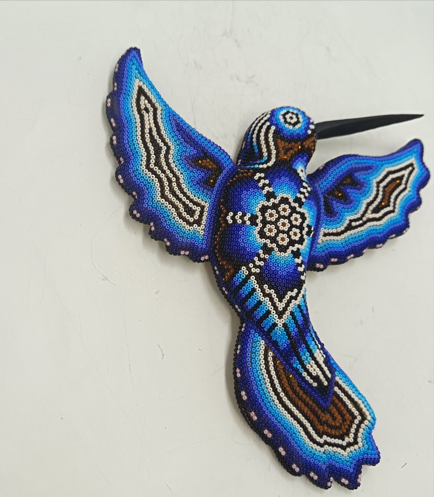 Mexican Huichol Hand Beaded Hummingbird By Santos Bautista PP9330