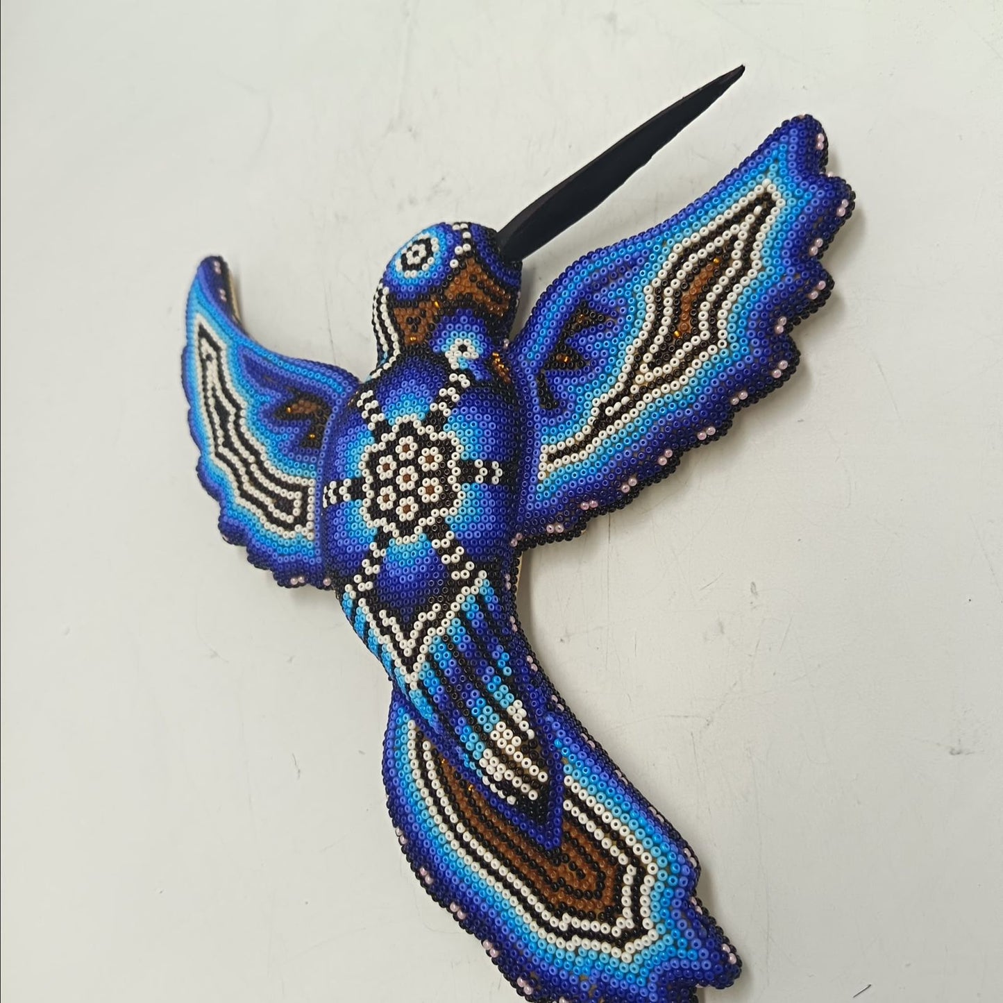 Mexican Huichol Hand Beaded Hummingbird By Santos Bautista PP9330