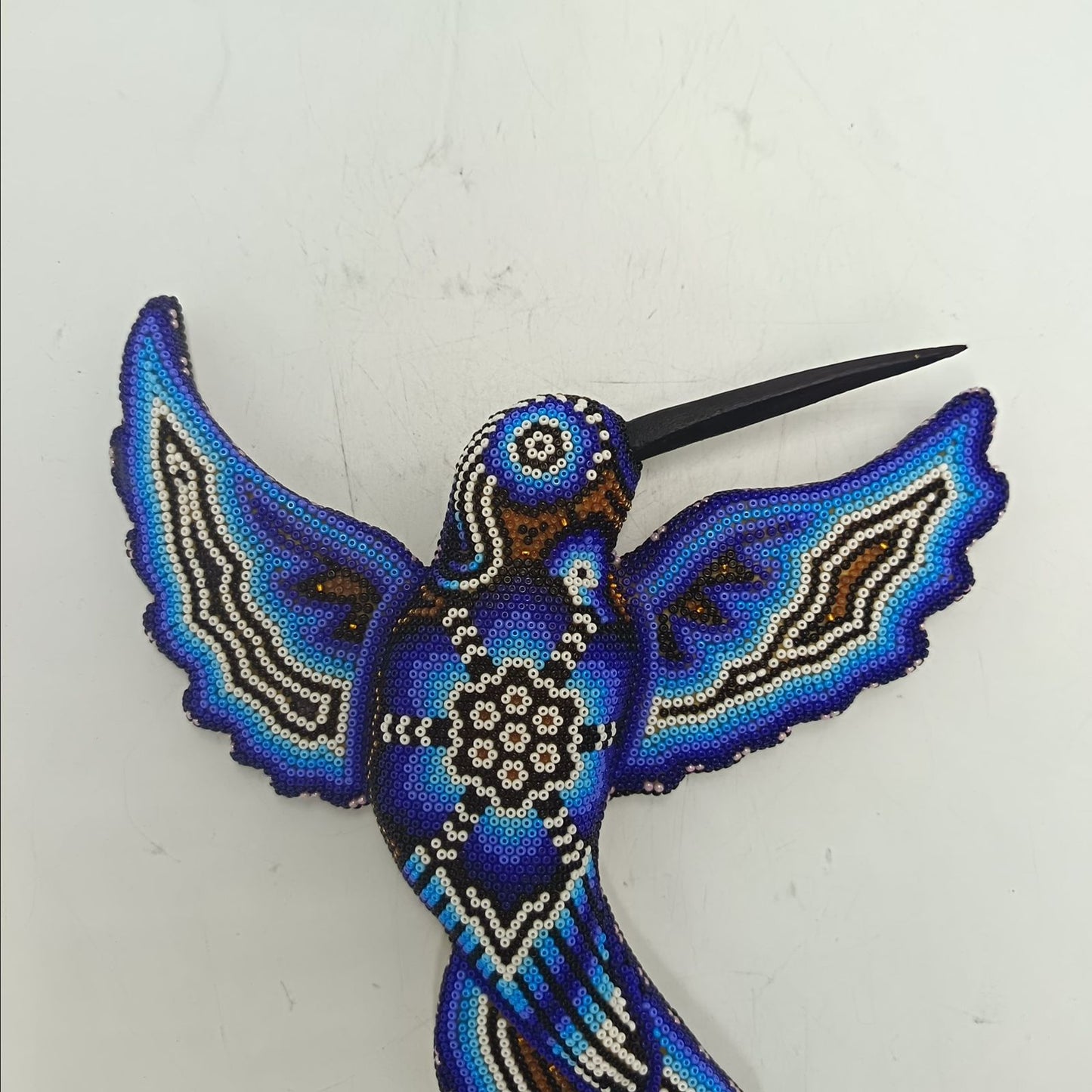 Mexican Huichol Hand Beaded Hummingbird By Santos Bautista PP9330