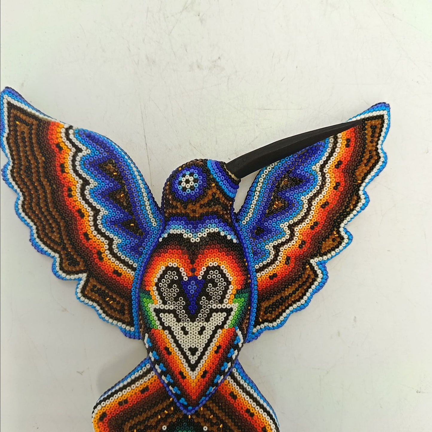 Mexican Huichol Hand Beaded Hummingbird By Santos Bautista PP9331