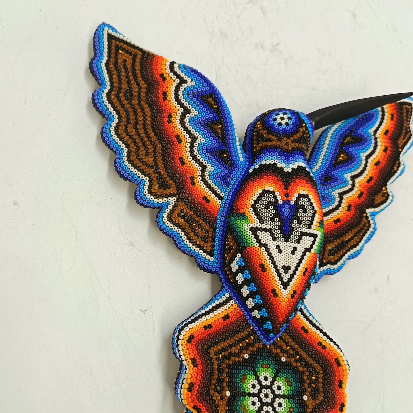 Mexican Huichol Hand Beaded Hummingbird By Santos Bautista PP9331