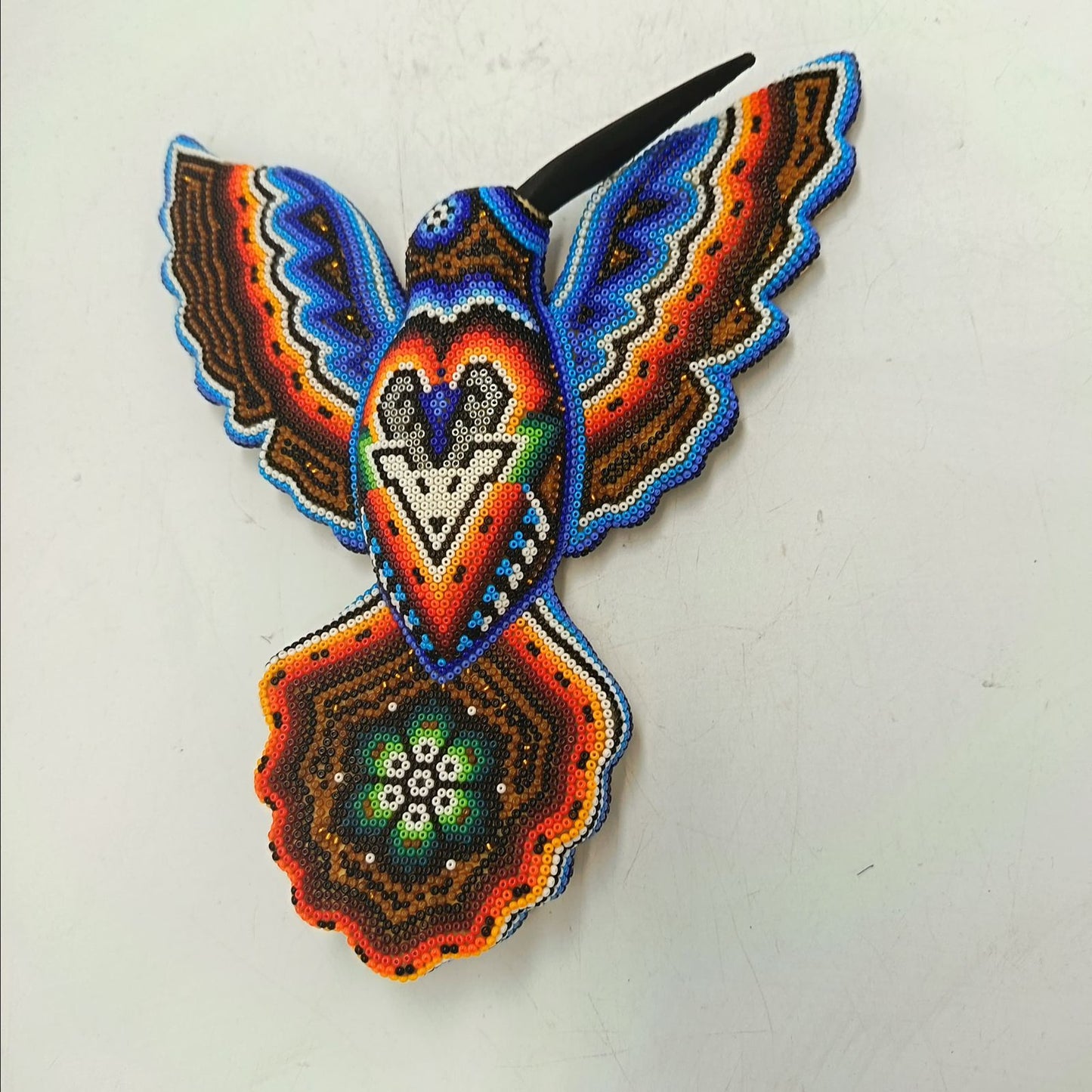 Mexican Huichol Hand Beaded Hummingbird By Santos Bautista PP9331
