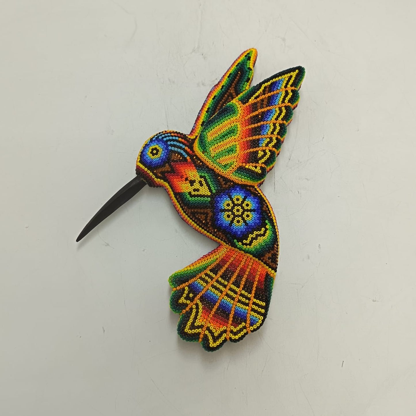 Mexican Huichol Hand Beaded Hummingbird By Santos Bautista PP9332