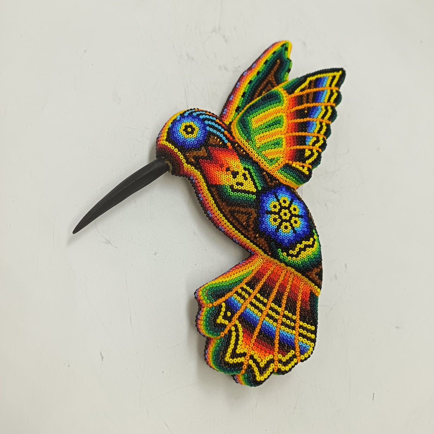 Mexican Huichol Hand Beaded Hummingbird By Santos Bautista PP9332