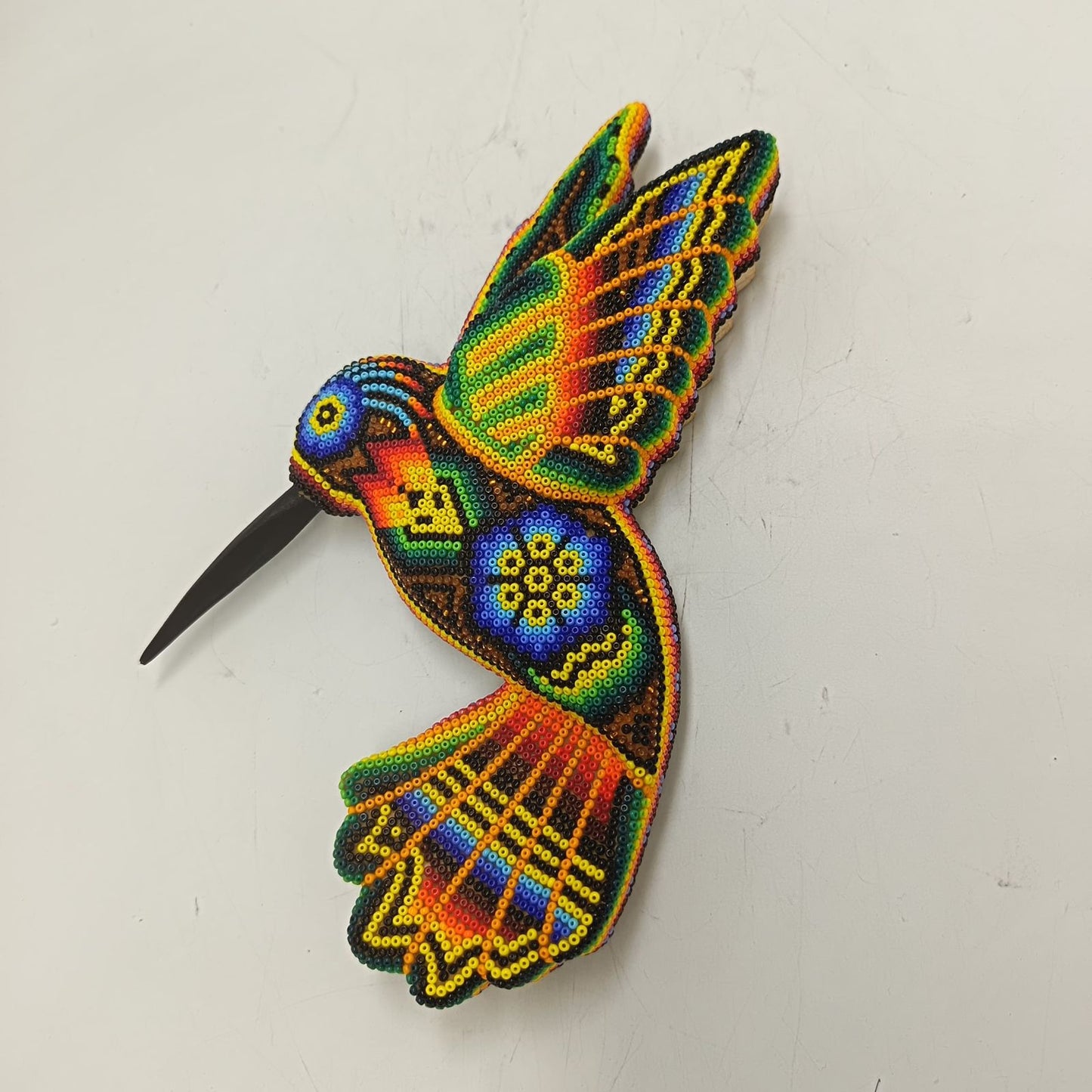 Mexican Huichol Hand Beaded Hummingbird By Santos Bautista PP9332