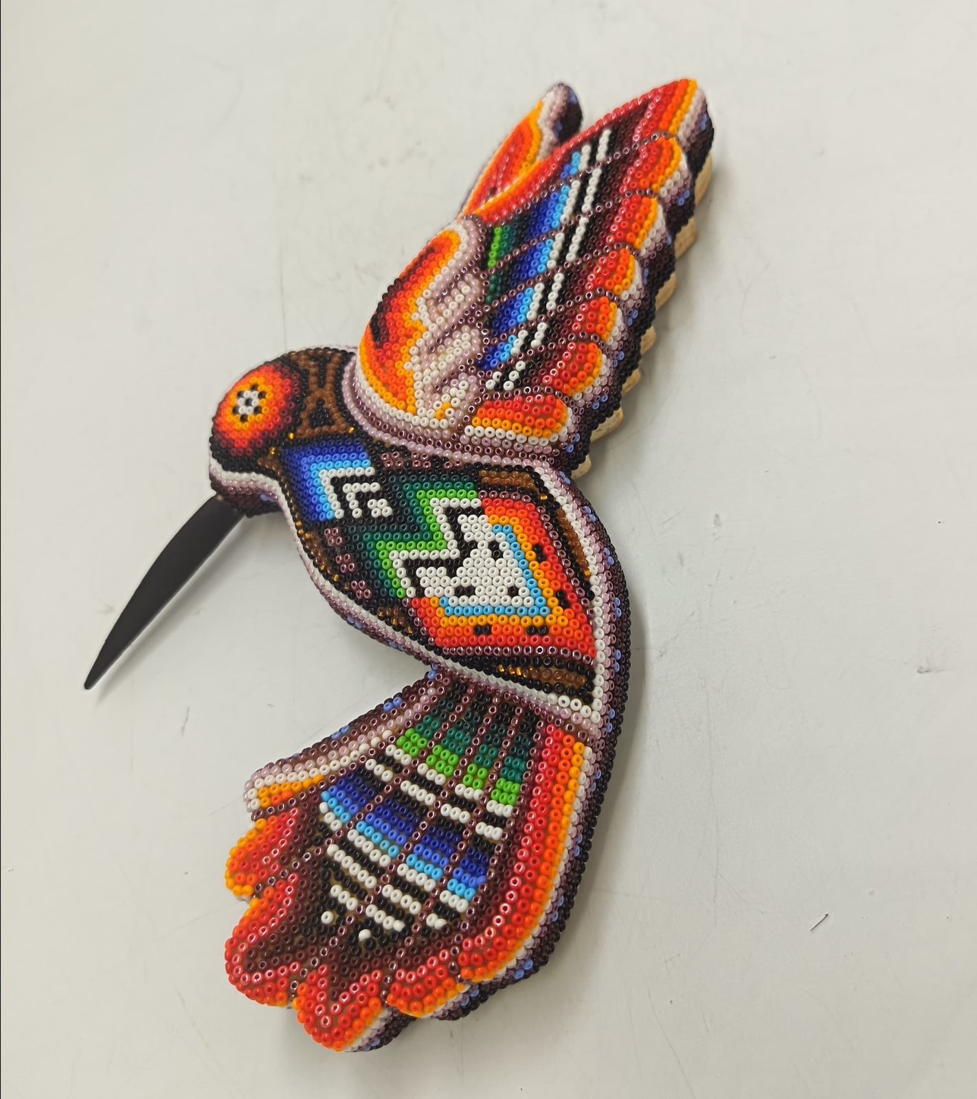 Mexican Huichol Hand Beaded Hummingbird By Santos Bautista PP9333